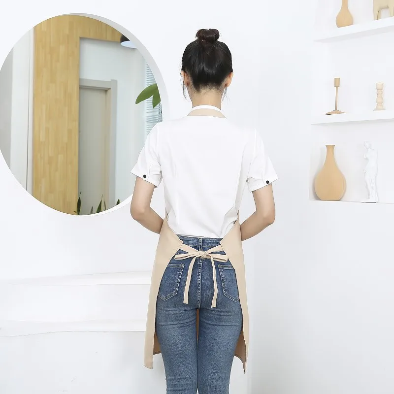 New Fashion Kitchen Aprons for Woman Men Chef Work Apron for Grill Restaurant Bar Shop Cafes Beauty Nails Studios Uniform image 2