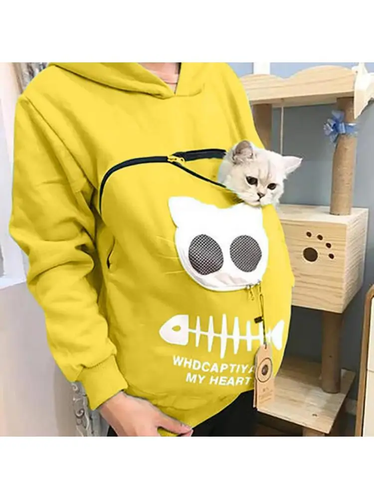 Cat Couple Hoodie Pet Pullover Sweatshirt Pocket Can Hold Pets