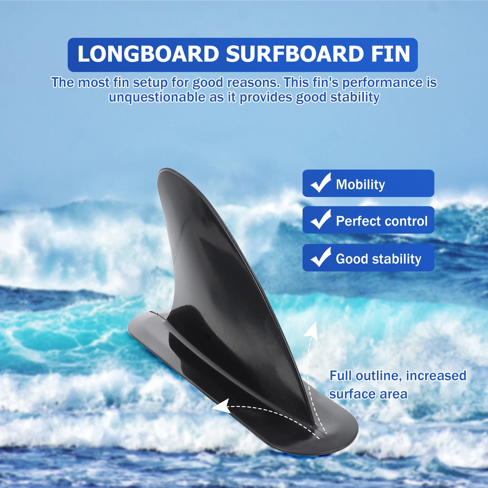 

Universal Surfboard Fins Medium Flex Tail Key Paddle Replacement for Inflatable Affordable Fish Fin Longboard Water Separator