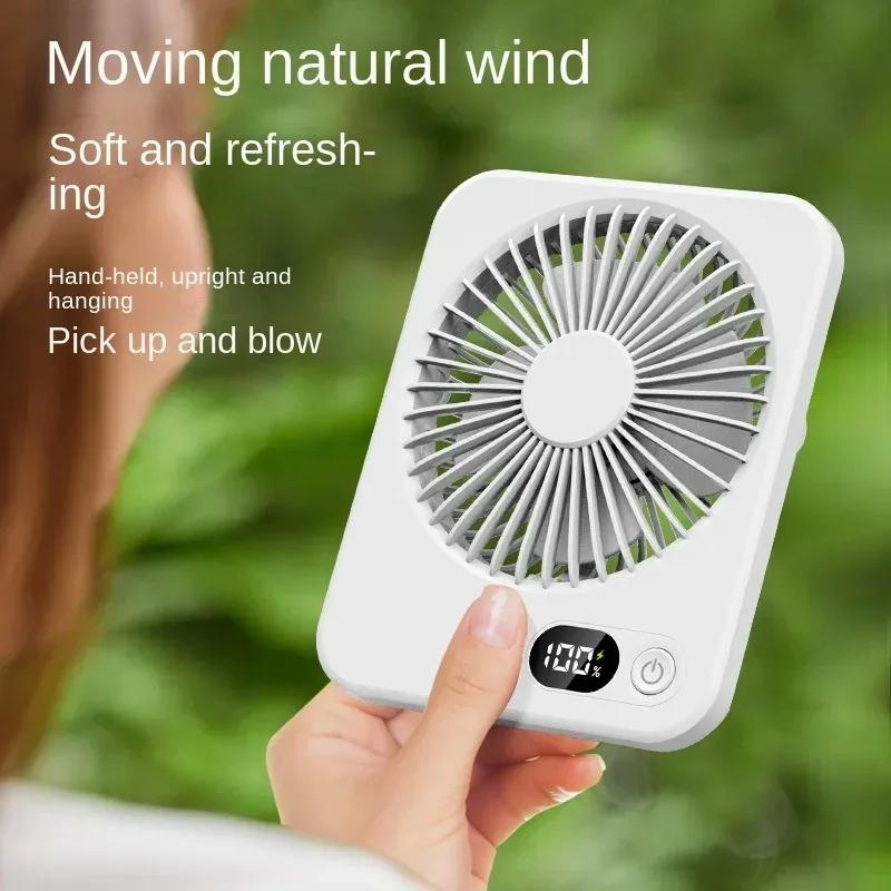 Portable Desktop Fan Mini Handheld Fan Mute Table Fan With Power Display 5 Speeds Adjustable Cooling Fan Foldable Desk Fan image 4