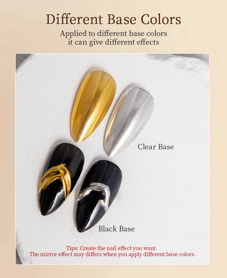 RS Chrom-Nagelpulver, holografischer magischer Spiegel, metallisch, golden, silbrig, reibend, Nagelkunst, Glitzerstaub für Nageldesign-Dekoration – Detail 5