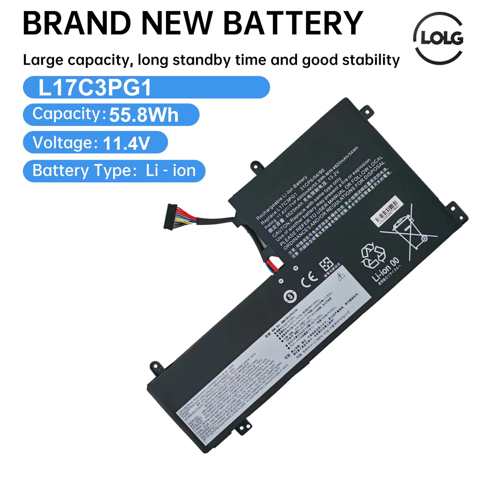 

L17L3PG1 L17C3PG2 Аккумулятор для ноутбука Lenovo Legion Y530 Y530-15ICH Y730-15ICH Y7000 Y7000P 57 Втч L17C3PG1 L17M3PG2