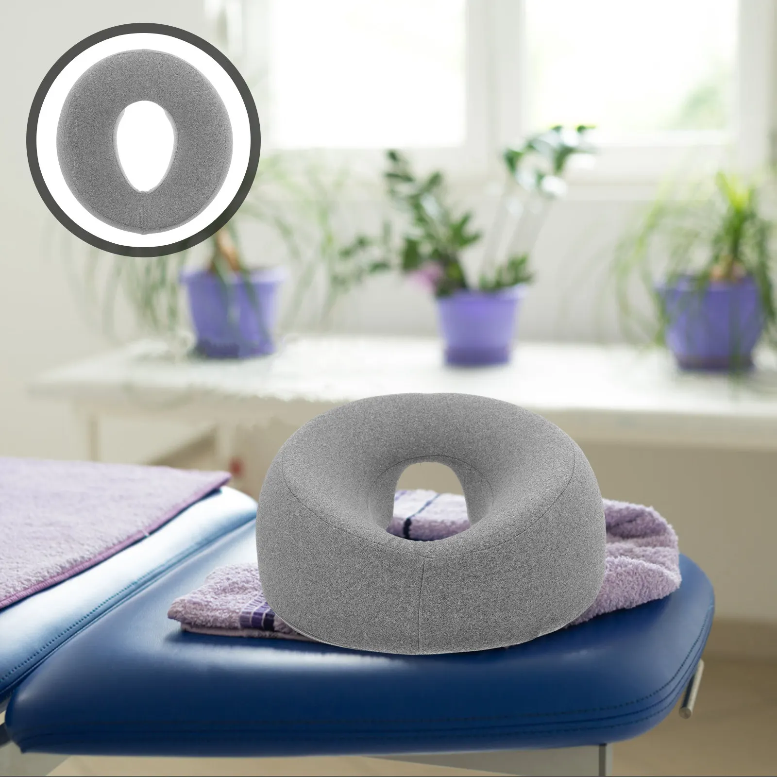

Detachable Cover Ultra-Soft Massage Table Face Pillow Gray Breathable Ergonomic Design for Neck Support Salon Use Memory Foam