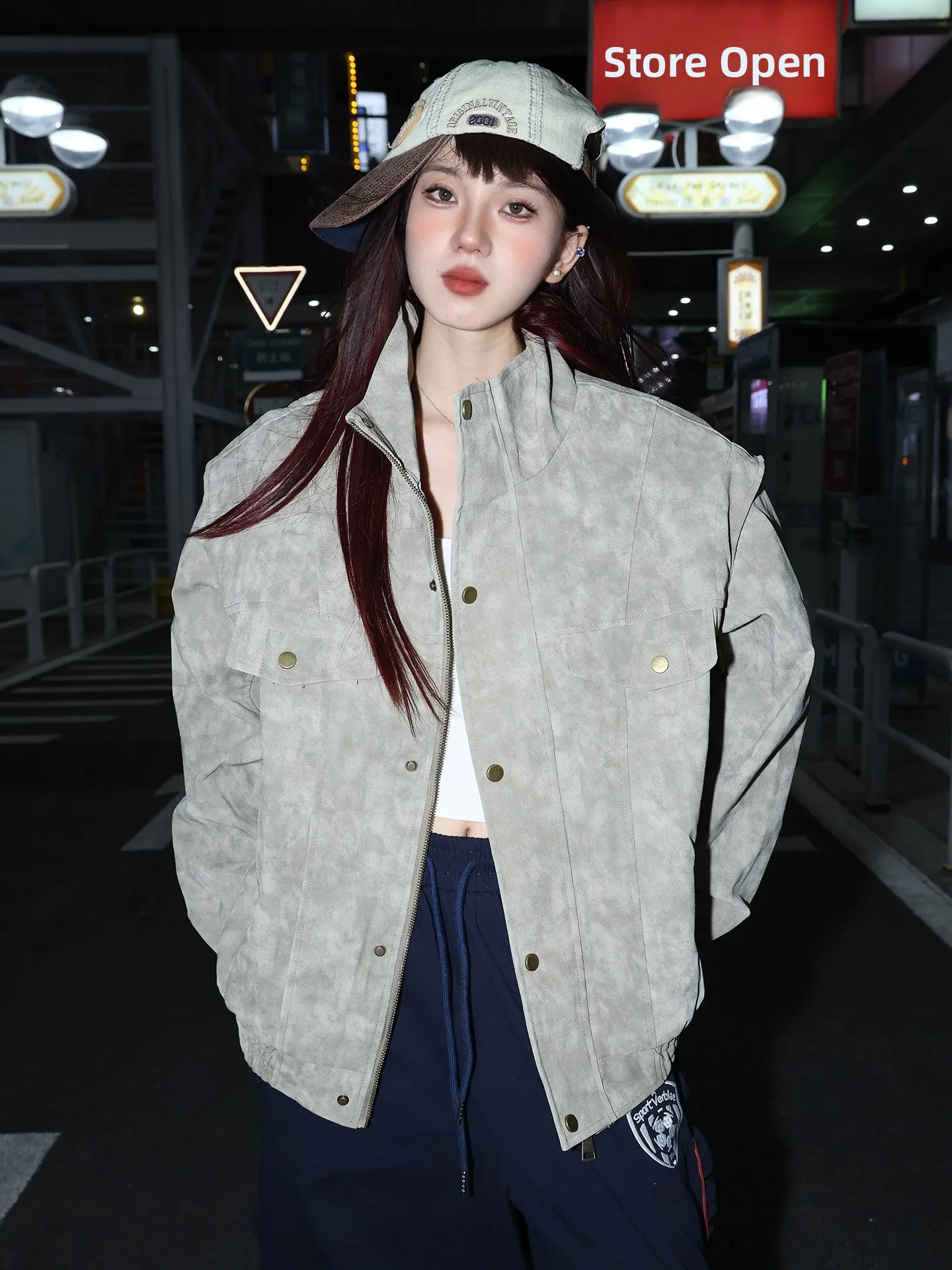 

Retro Distred Leather Jaet Men's Autumn Winter New Sle Trendy Brand Couple's Biker Clothes Loose Fit Long Sve