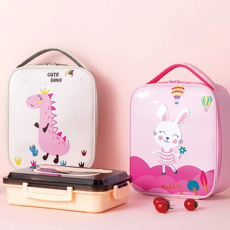 Children Cartoon Lunch Bag Portable Insulated Thermal Lunch Box Picnic Supplies Bags Milk Bottle Girls Boys Preservation Handbag