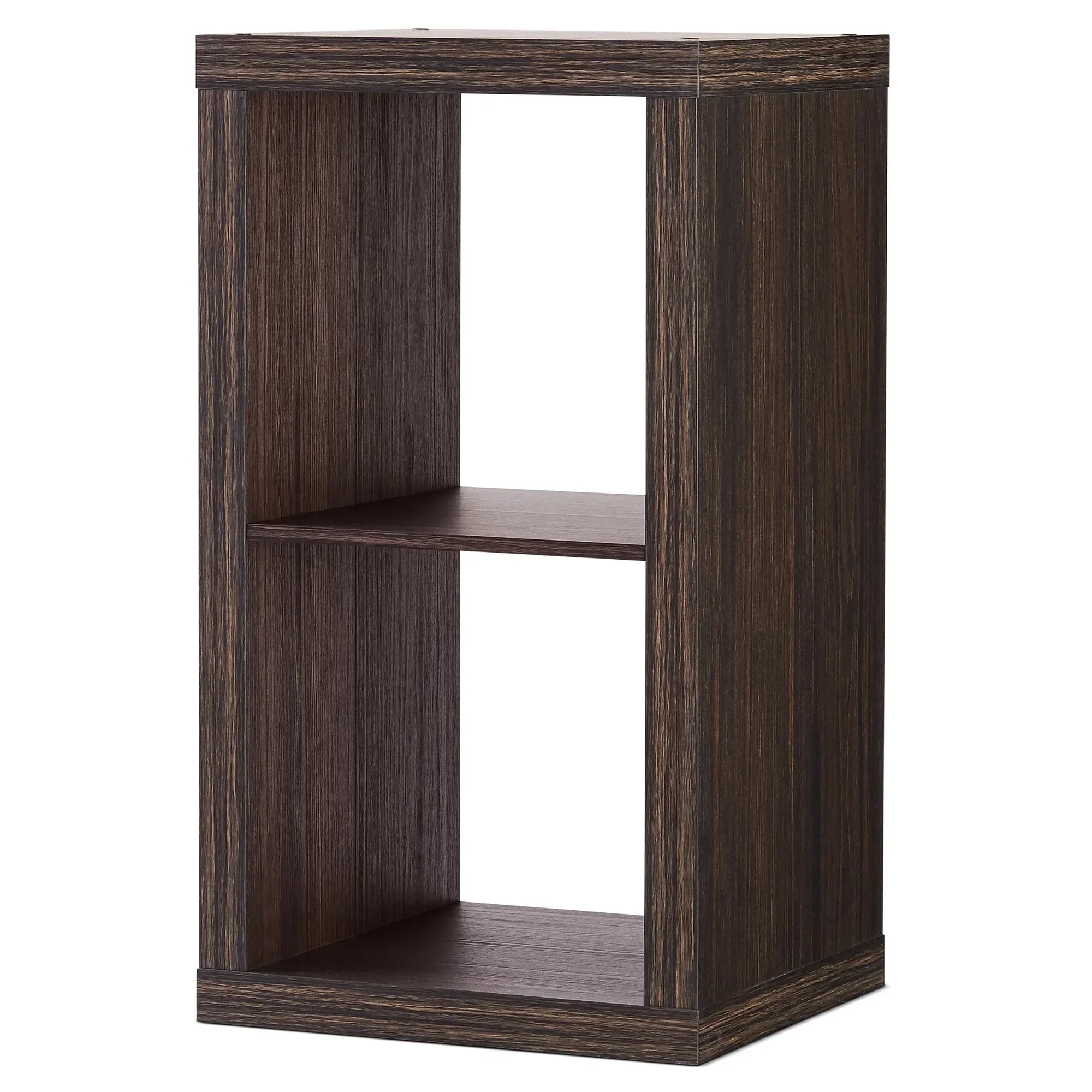 Modern 2 Cube Storage Organizer, Tobacco Oak - Spacious Shelves, Cord Management, Easy Assembly, Versatile Placement