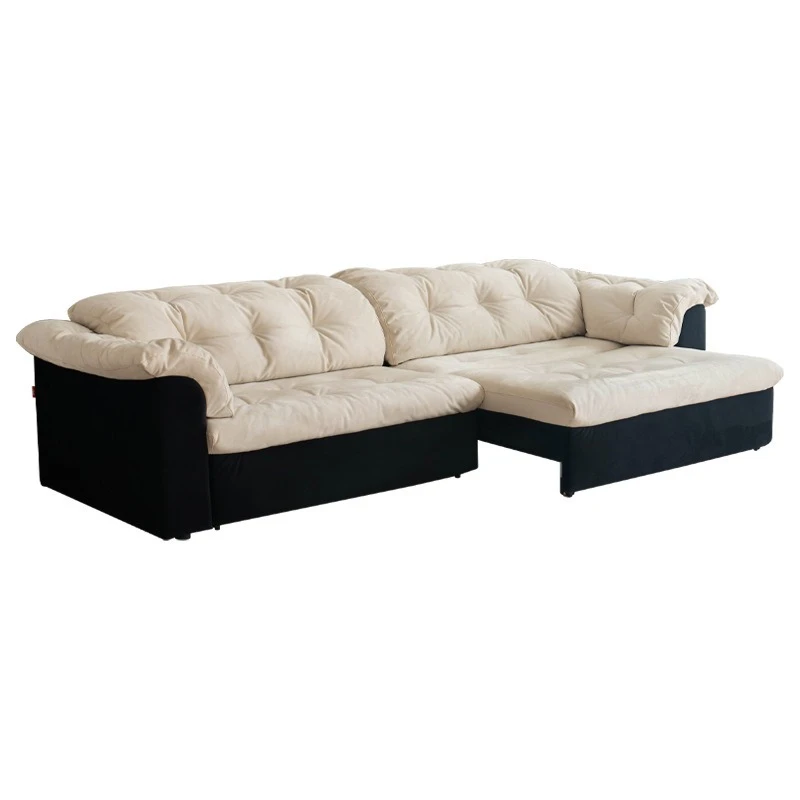 Electric sofa bed, folding dual-purpose retractable French, retro cloud black and white medium antique style