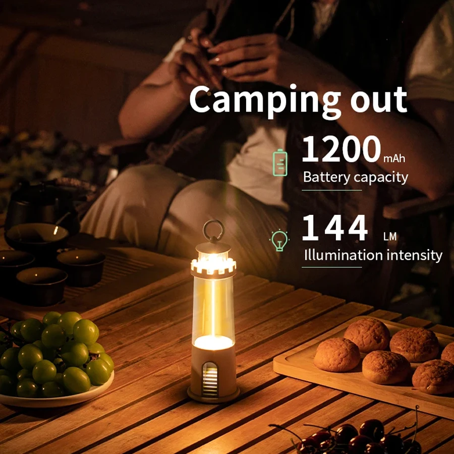 E2 Retro Lighthouse Night Light Cordless Lantern Table Lamp Desk Portable Camping Lantern Dimming Sleep Light Bedroom Decor Gift