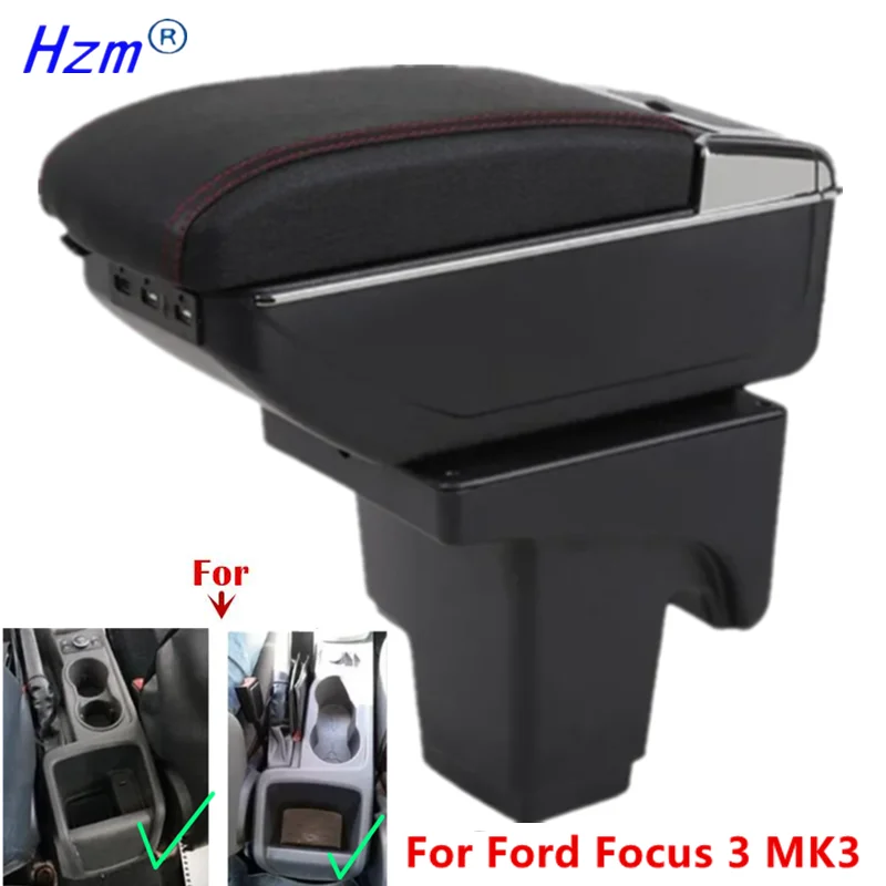 Auto-Armlehnenbox für Ford Focus 3 Mk3 2011 2012 2013 2014 2015 2016 2017 2018 2019 2020 Mittelaufbewahrungsbox Autozubehör