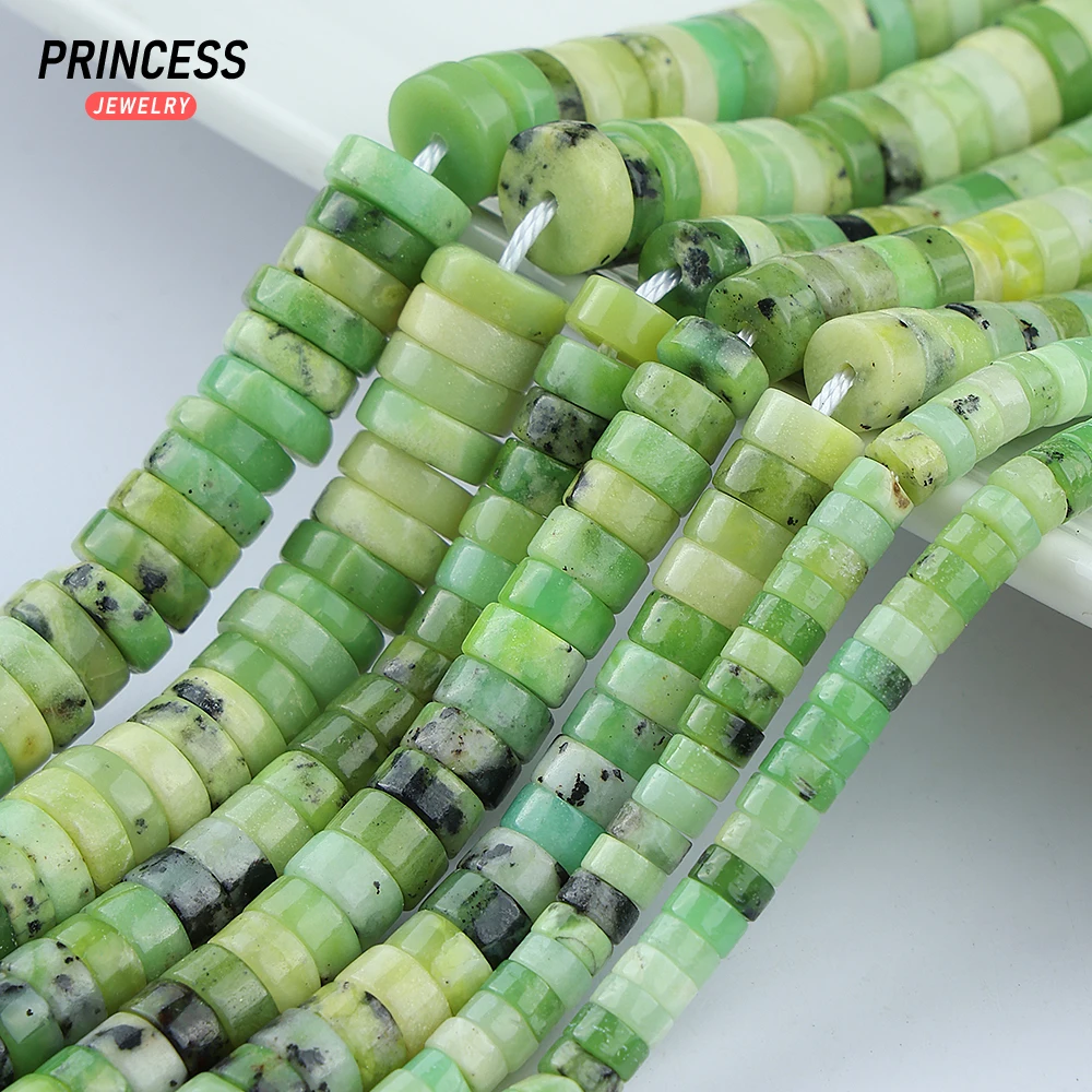 

A++ Natural Green Opal Rondelle Beads Loose Gemstone Beads for Jewelry Making Crystal Beads DIY Accessories