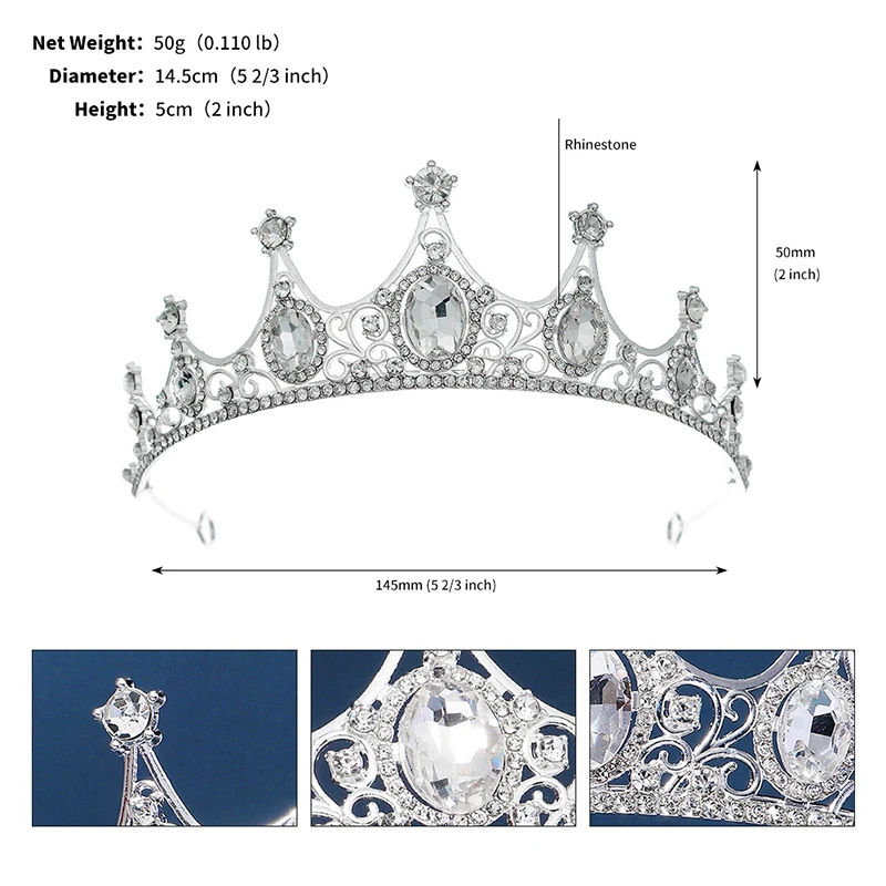 Silver Crystal Metal Crown Fashion Bridal Wedding Headpieces Tiaras Banquet Holidays Party Jewelry Accessories Bridesmaid Gifts