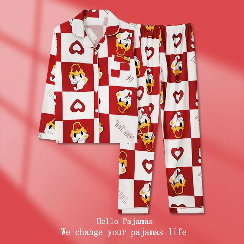 Lente en herfst nieuwe zoete en schattige pyjama met lange mouwen damesvest set casual cartoon huiskleding