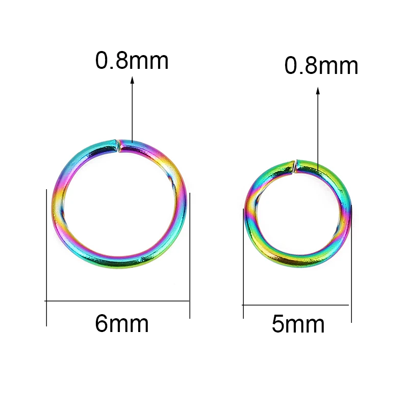 100pcs Colorful 4 5 6 8 10 mm Stainless Steel Open Jump Rings Bulk PVD Never Fade Split Rings Connectors For Diy Jewelry Making