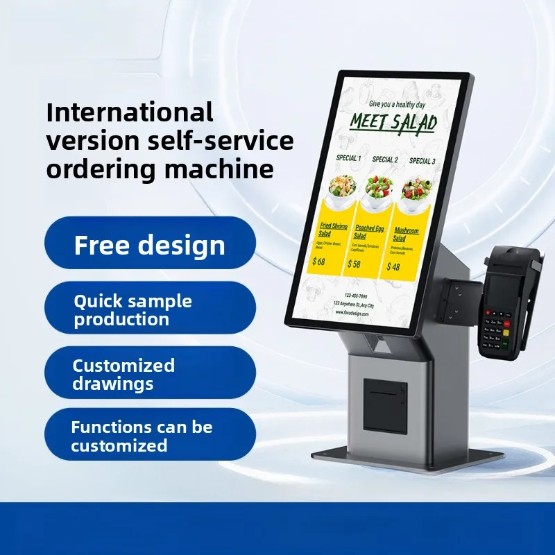 

21.5inch Self-Service Ordering Machine Overseas Restaurant QR Code Scanning Cashier Ticket Issuing Vertical Self-Service