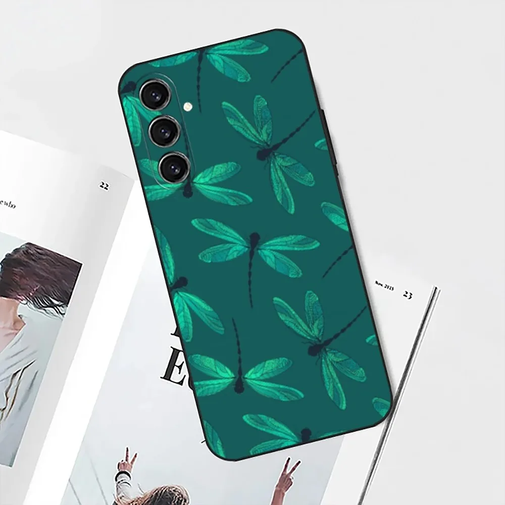 Dragonfly Animal Phone Case For Samsung S24,21,22,23,30,Ultra,S20,Plus,Fe,Lite,Note,10,9,5G Black Soft Cover