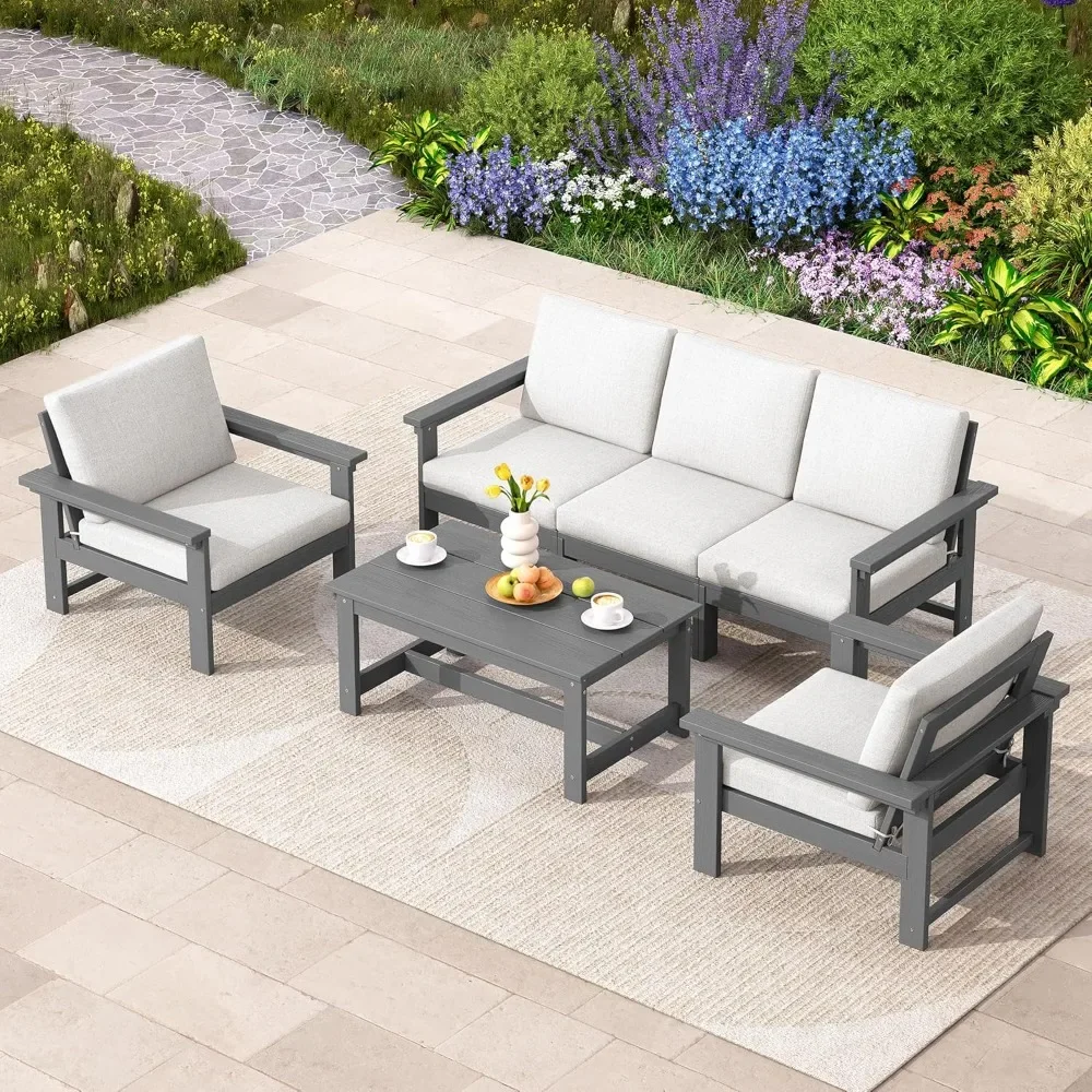 

6-Piece Patio Conversation Set Sectional Patio Furniture All Weather Patio Furniture Set with Cushion