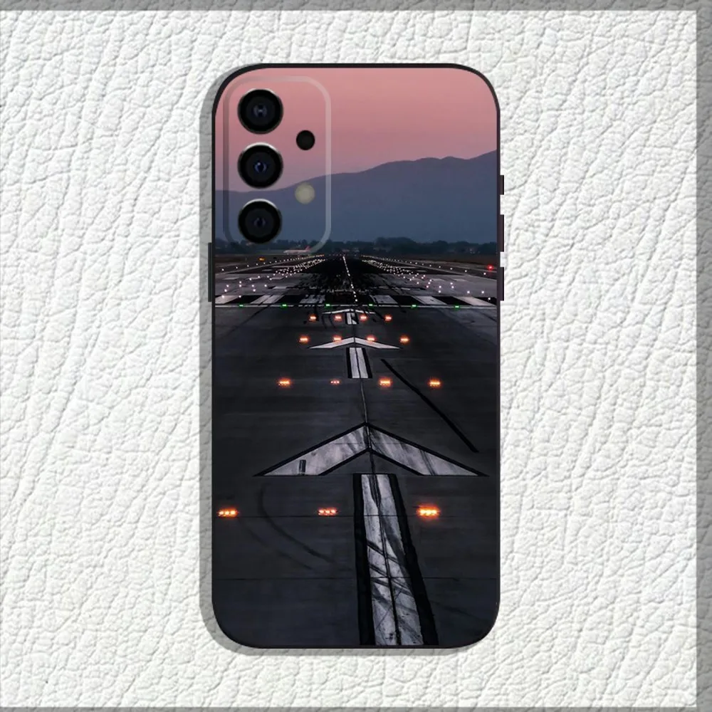 Travel aircraft airport take off  Phone Case For Samsung Galaxy A13,A21s,A22,A31,A32,A52,A53,A71,A80,A91 Soft Black Shell