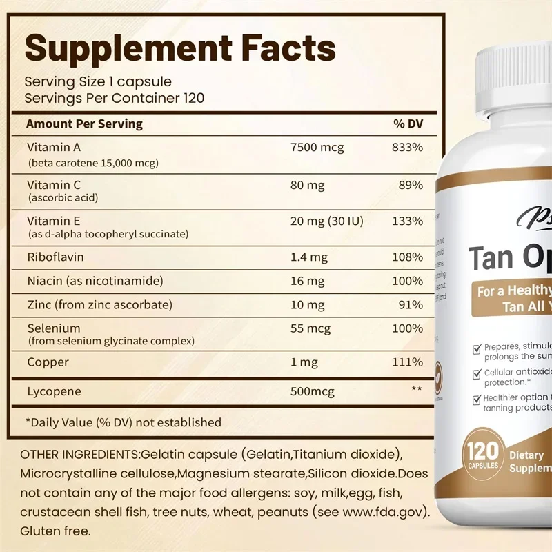 Tan Optimizer - Enhance Skin Melanin, Healthy Skin Tone, Tanning Capsules, Deep Nourishment, Improve Dryness and Roughness - view 2