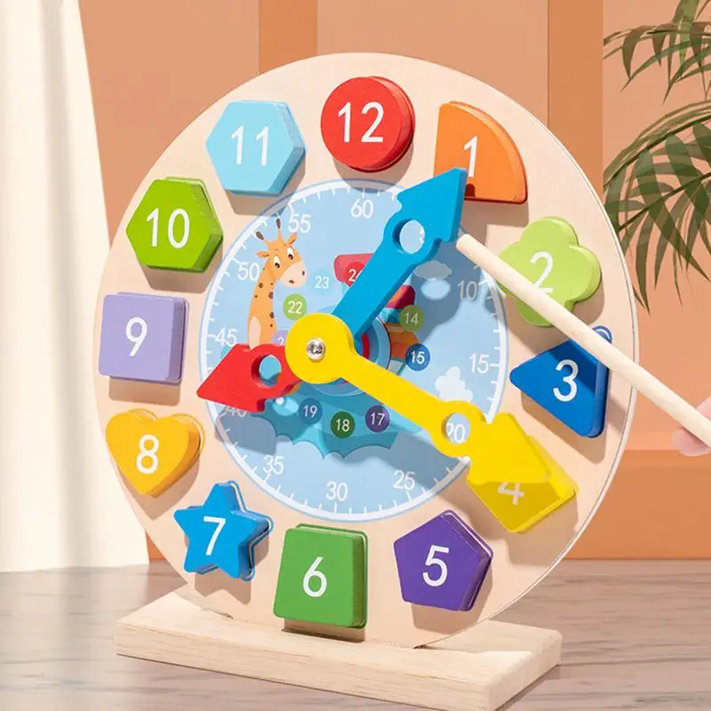 Kids Telling Time Learning Clock Safe Interactive Learning Clock Kindergarten Toy Wooden Magnetic Design Clock Toy For Home