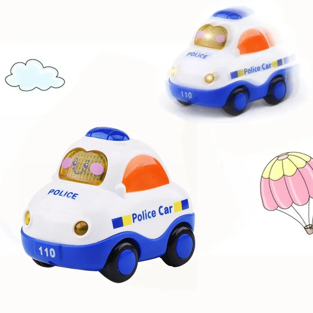 Mini jouet de voiture de dessin animé pour enfants, véhicules modèles à nervures en plastique, camion de pompier et taxi dos, cadeau pour enfants, garçons et filles
