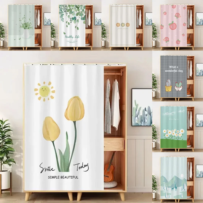 Cute Cartoon Plant Door Curtain One Piece Curtains Living Room Partition INS Bedroom Wall Hanging Cloth Home Decor Cortinas 커튼