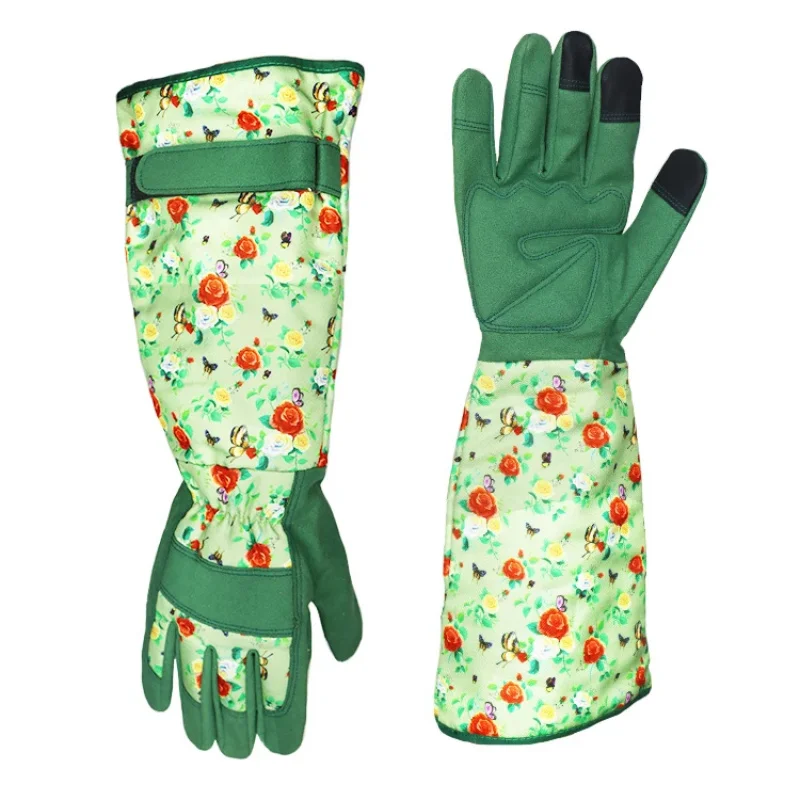 

Waterproof Leather Gardening Gloves Long Cuff Reinforced Palm Custom Logo Yard Work Gloves