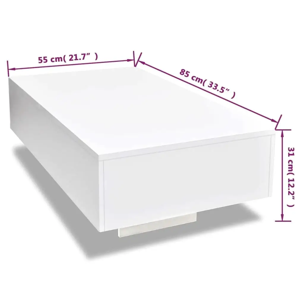 Mesa de centro moderna de color blanco brillante: diseño elegante para muebles de sala de estar