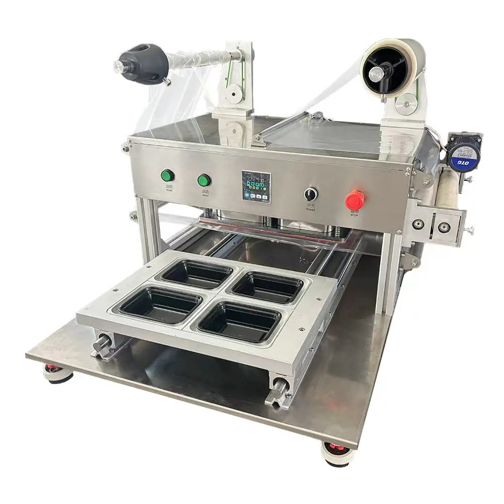 Commercial Automatic Plastic Tray Sealing Machine Semi Auto Box Sealer For Food Packaging