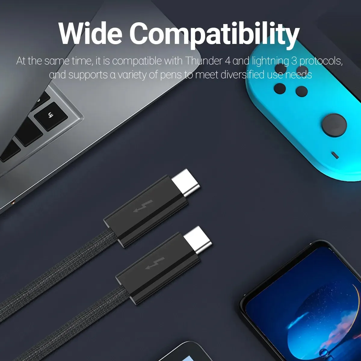 USB 4.0 Type-C Data Cable 240W Fast Charging Cable with 40Gbps Speed 8K HD Video Support Thunderbolt 3/4 for Phone Switch iPad