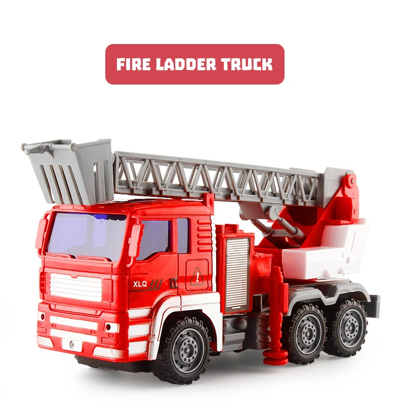 Children\'s Fire Fighting Truck Toy Set Large Fire Ladder Lift Truck Sprinkler Water Tanker Model Engineering Trucks Toys for Kid