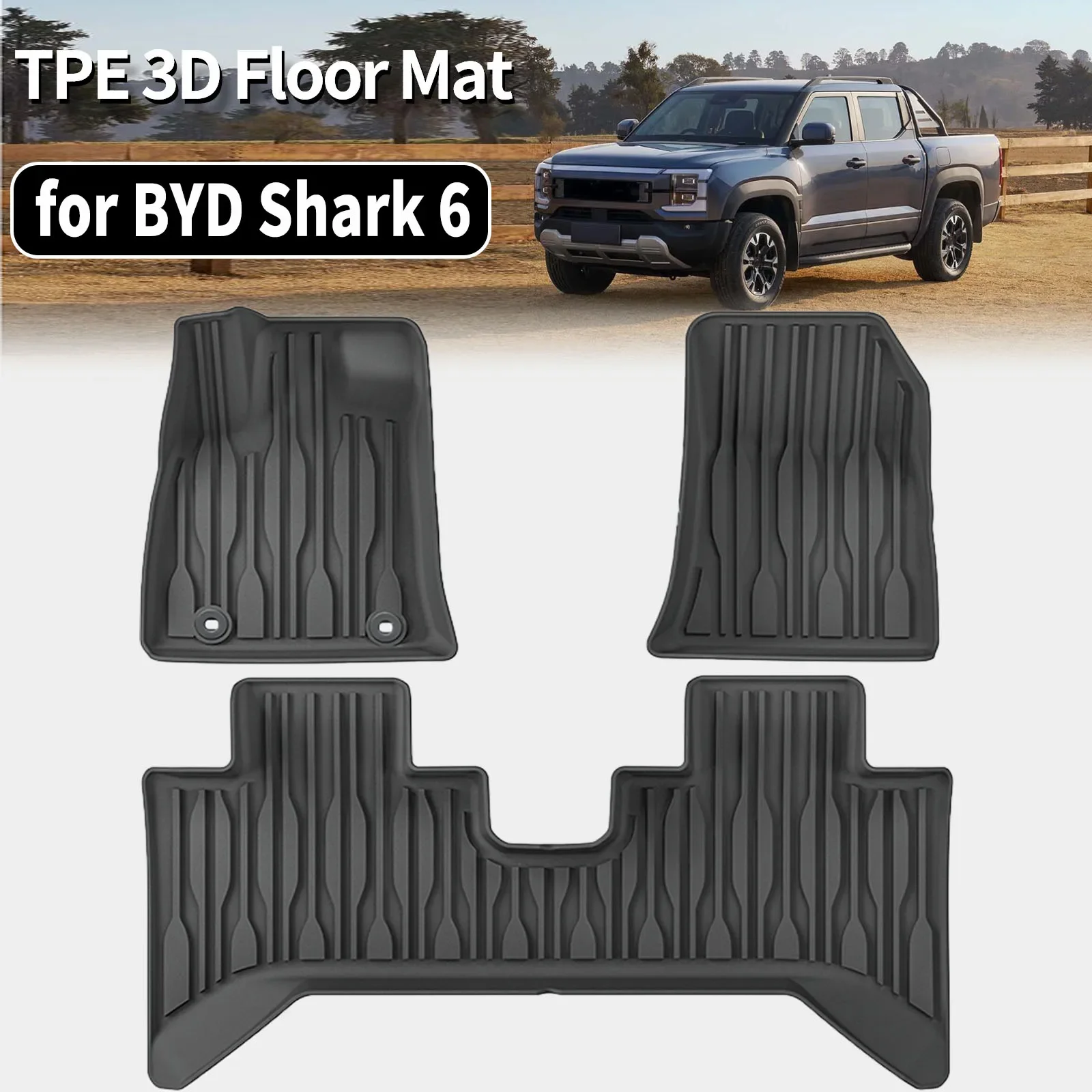 

for BYD Shark 6 2026 2025 2024 Hybrid TPE Car Floor Mats Waterproof Non-Slip Easy Clean Accessories