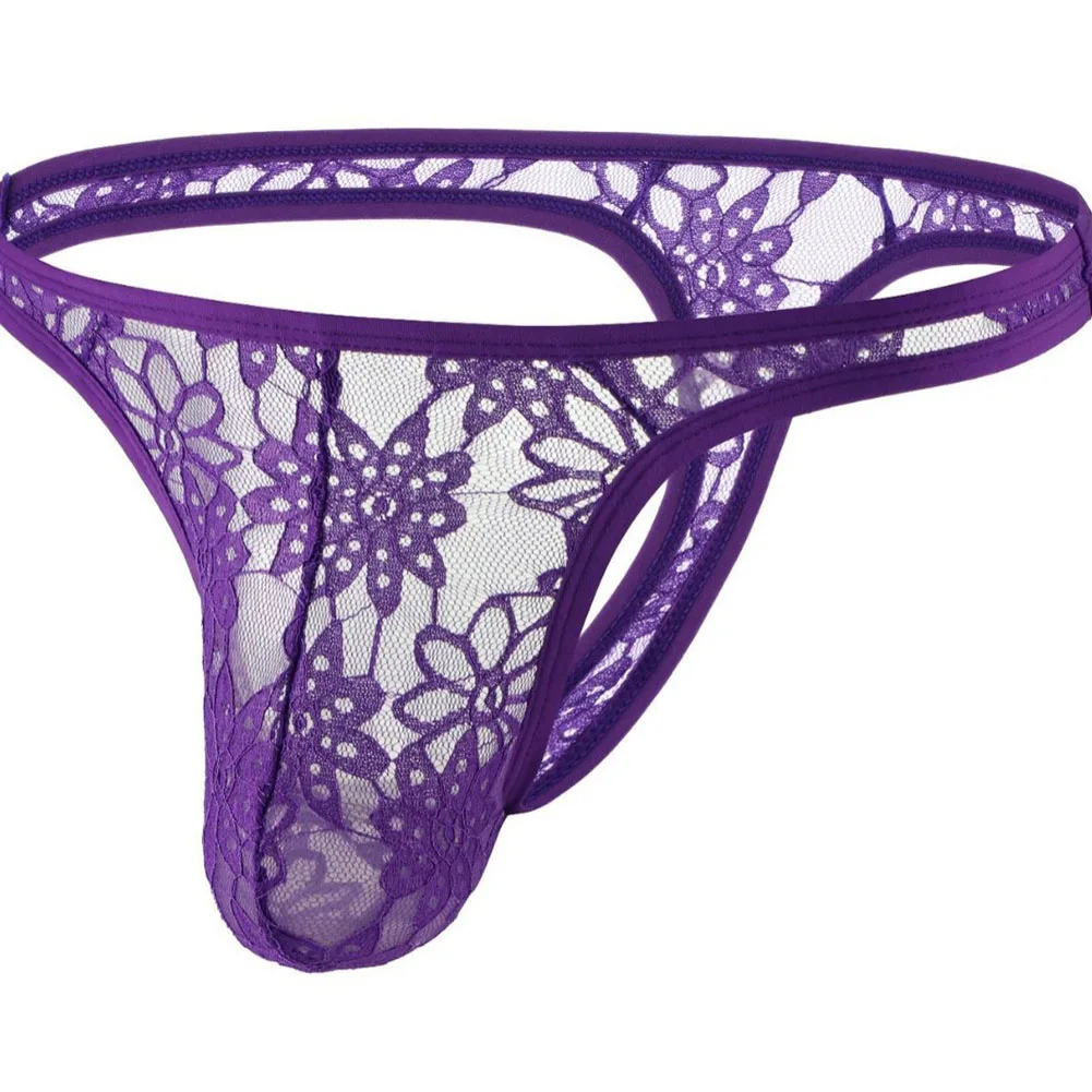 Men Jacquard Mesh See Through Sheer G-string Underwear Sex Tback Breathable Briefs Underpant Thin Sexy Erotic Hollow Panties