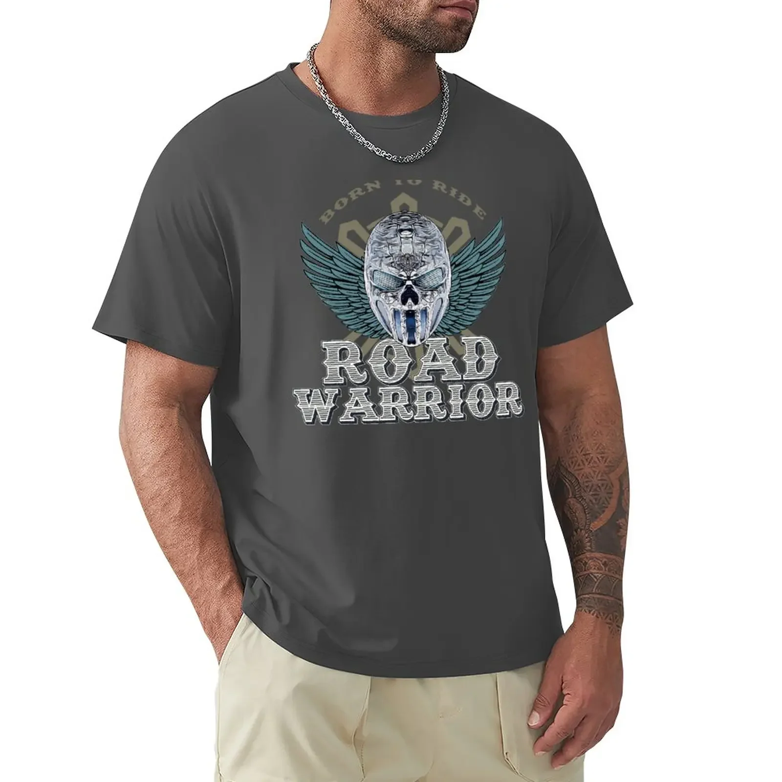 

ROAD WARRIOR Skull T-Shirt plus size tops heavyweights tops mens graphic t-shirts big and tall