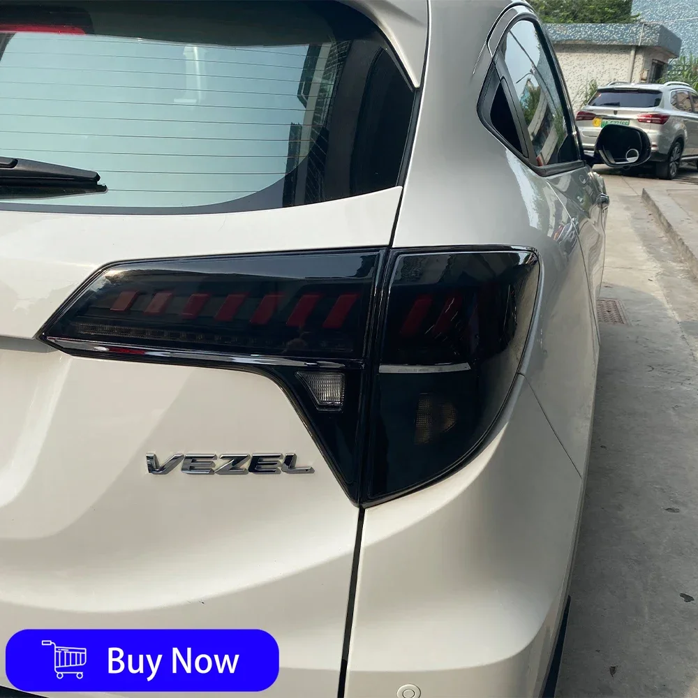 

Для Honda Vezel HR-V XR-V 2015-2021 автомобильные задние фонари в сборе, автоматические задние фонари, обновленные светодиодные стоп-сигналы в стиле Audi, аксессуары