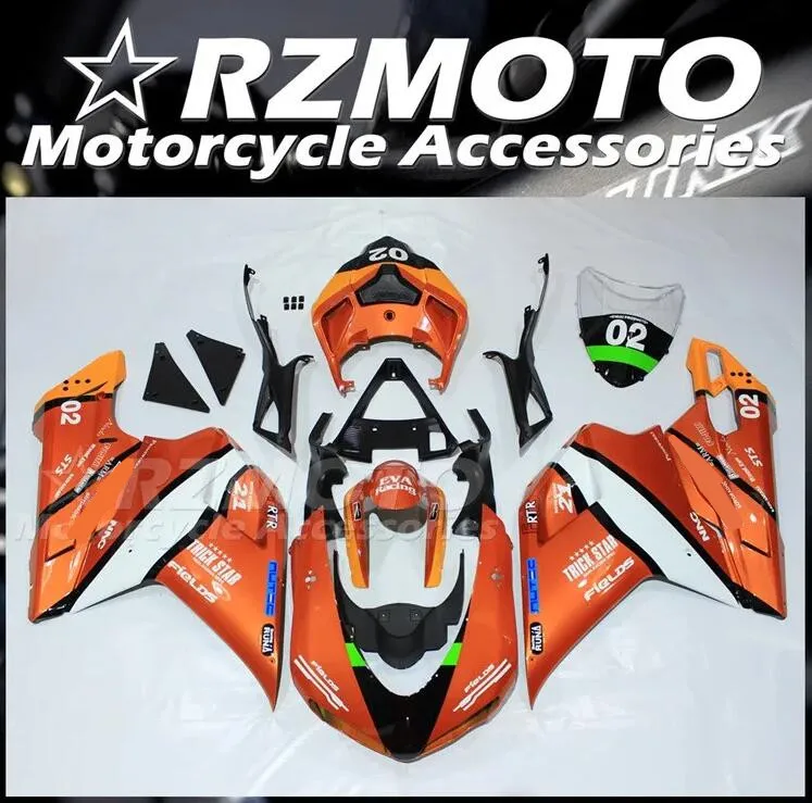 Injection Mold New ABS Fairings Kit Fit for Ducati 848 1098 1198 Evo 2007 2008 2009 2010 2011 2012 Bodywork set Orange