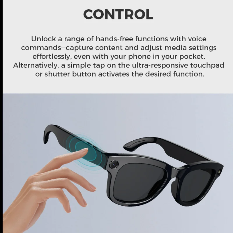 AI Smart Glasses w/ ChatGPT & 5MP Camera | Real-Time Translation, Voice Control, 5GHz WiFi, 4Hrs Playtime | HD Shooting