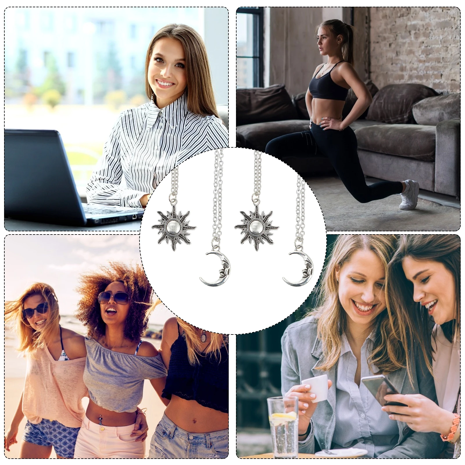 

4 Pcs Retro Necklace for Women & Ladies Gifts Necklaces Girlfriend Accessories Jewelry Stainless Steel and Pendant