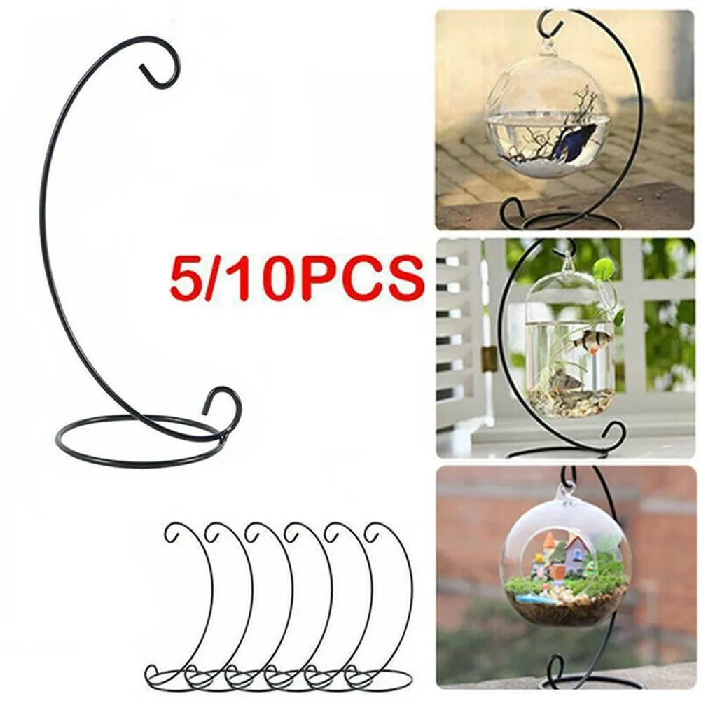 10pcs Iron Stand Bauble Holder Ornaments Hanging Display Stand Plant Light Xmas Gift Iron Holder Flower Basket