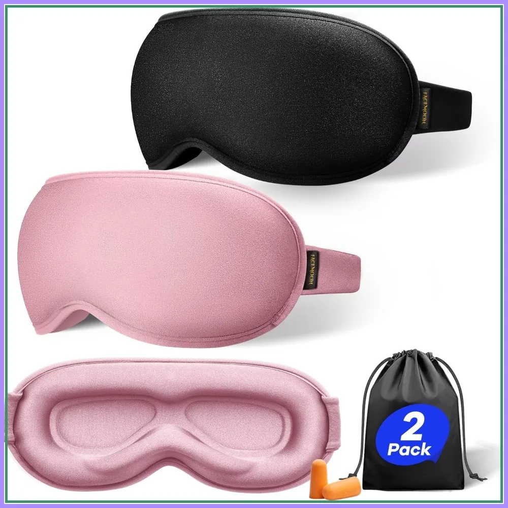 

Weighted Eye Mask for Sleeping 2 Pack: Gentle Pressure Blackout Sleep Mask with 3D Contoured Cups, Zero Eye Pressure Sleep Mask