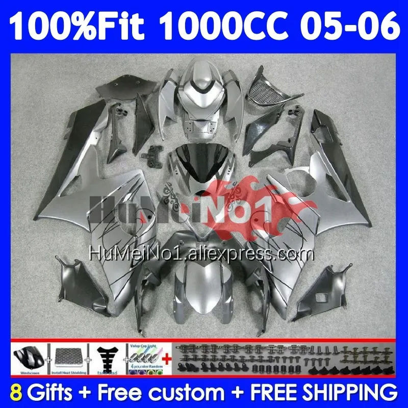 Injection Fairing For SUZUKI GSXR-1000 GSXR 1000 CC Silver grey 1000CC 118No.23 GSX R1000 K5 GSXR1000 05 06 2005 2006 OEM Body