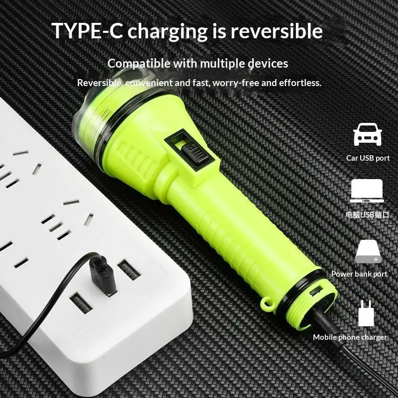 Bright Underwater Flashlight Headlamp Waterproof Diving Torch 200 Meters Night Dive Lighting Torch With Anti-slip Rope