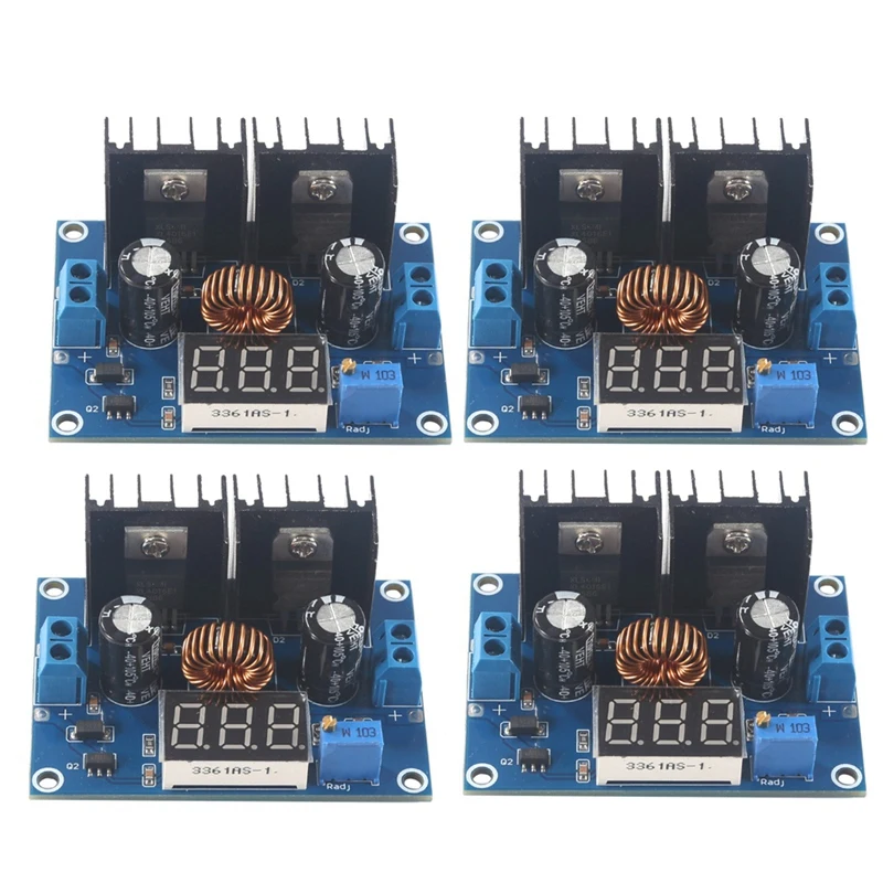 XL4016E1 DC Step-Down Module With Adjustable Output 8A DC-DC Regulator Board With Digital Display Module 4Piece