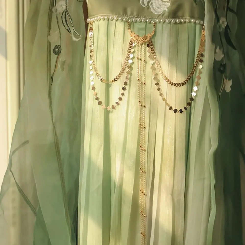 Vintage Fairy Long Tassel Waist Pendant Hanfu Front Decor Exotic Style Pearl Tassel Waist Chain Accessories view 2