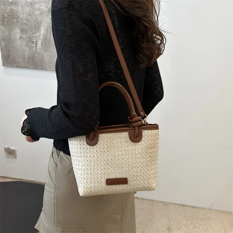 Neue Stroh Gewebte Umhängetaschen Für Frauen Sommer Urlaub Eimer Schulter Taschen Sommer Am Meer Strand Handtaschen – Detail 6