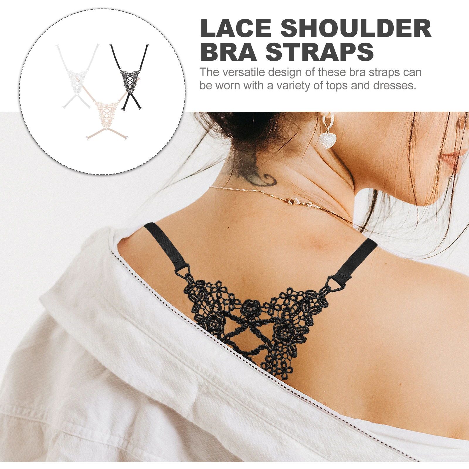 

3Pcs Detachable Shoulder Bra Straps Adjustable Length Suitable for Various Bras Dresses Bra Straps Extension Strap