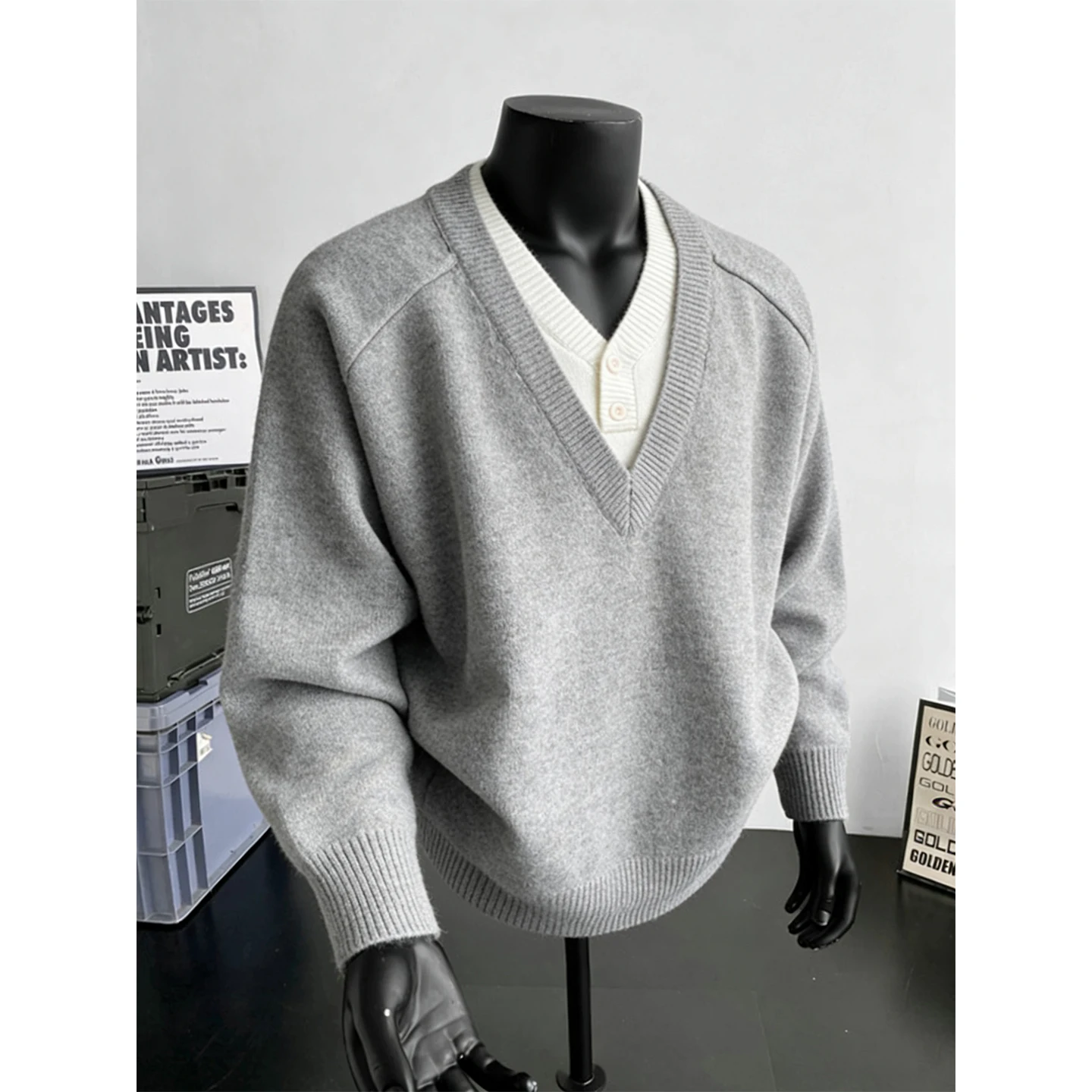 

Мужской вязаный свитер Arctic Fleece с V-образным вырезом, повседневный, утепленный, с длинным рукавом, однотонный, для ношения под одеждой