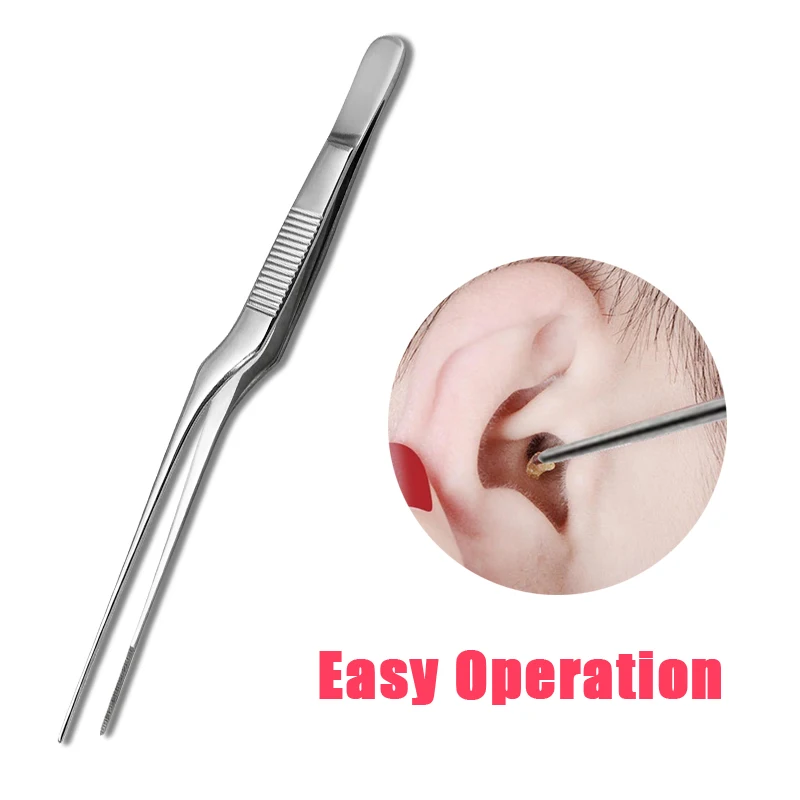 1 Piece Ear Nose Earpick Wax Removal Forceps Angled Clamp Nasal Tool Curved Earwax Tweezers Clip Eyelash Remover Cleaner Tweezer