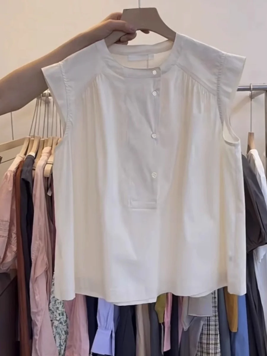 Lässige, lockere Damenweste, Sommer 2023, faionable, schlankmachend, rund, Ne Svel irt Flng Sve Sle, bequeme Passform, irt