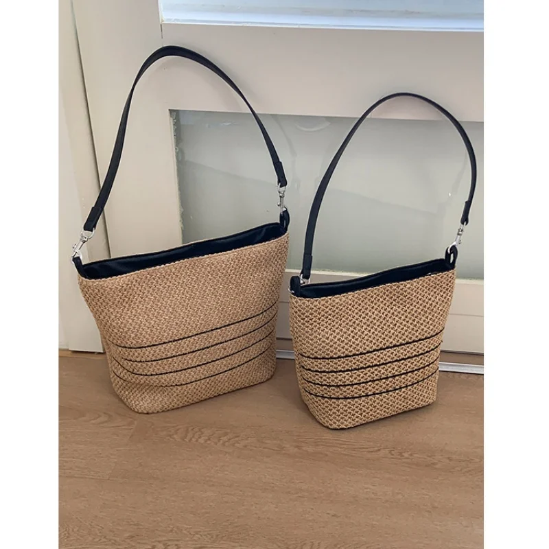 

Women's Straw Woven Handbag Large Rattan Basket Beach Bag Summer Women Messenger Crossbody Bags Girls Small Beach Handbag New