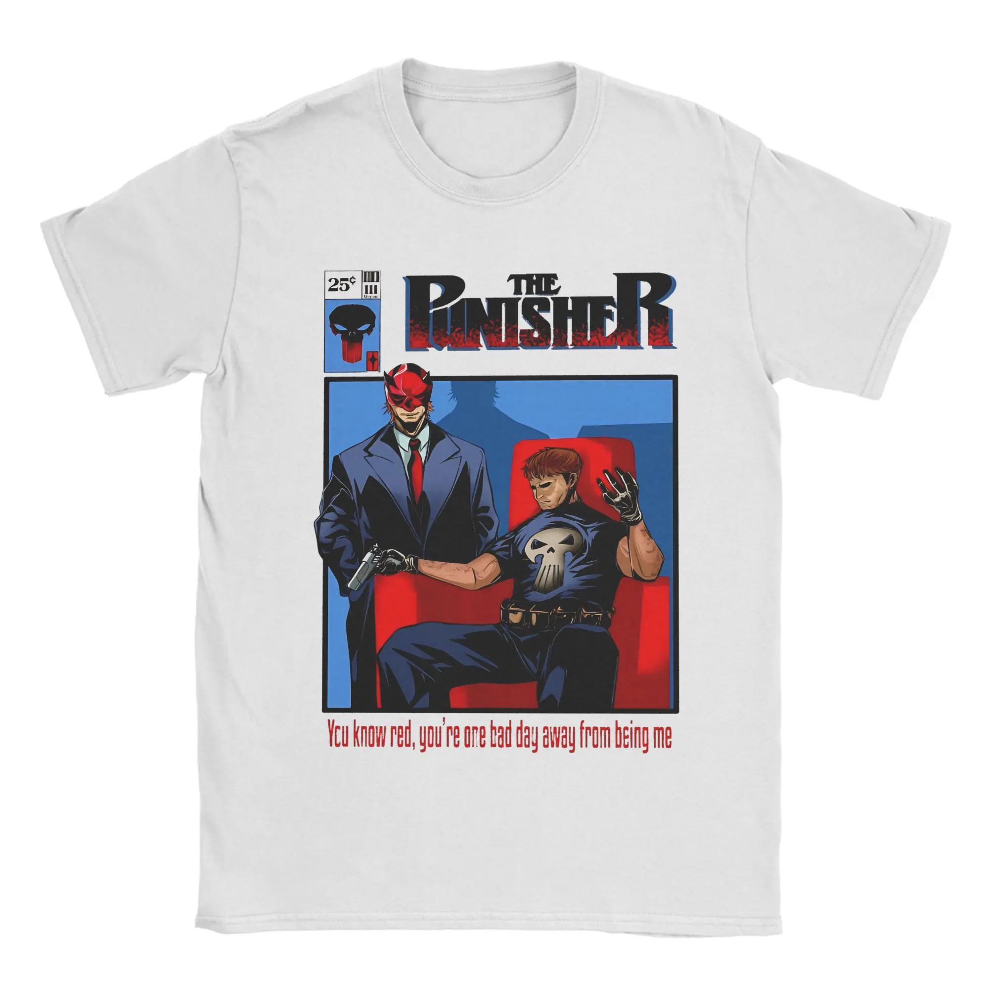 Herren Damen The Punisher x Daredevil T-Shirt 100 % Baumwolle Tops Lässiges Kurzarm-T-Shirt mit rundem Kragen Neu eingetroffenes T-Shirt